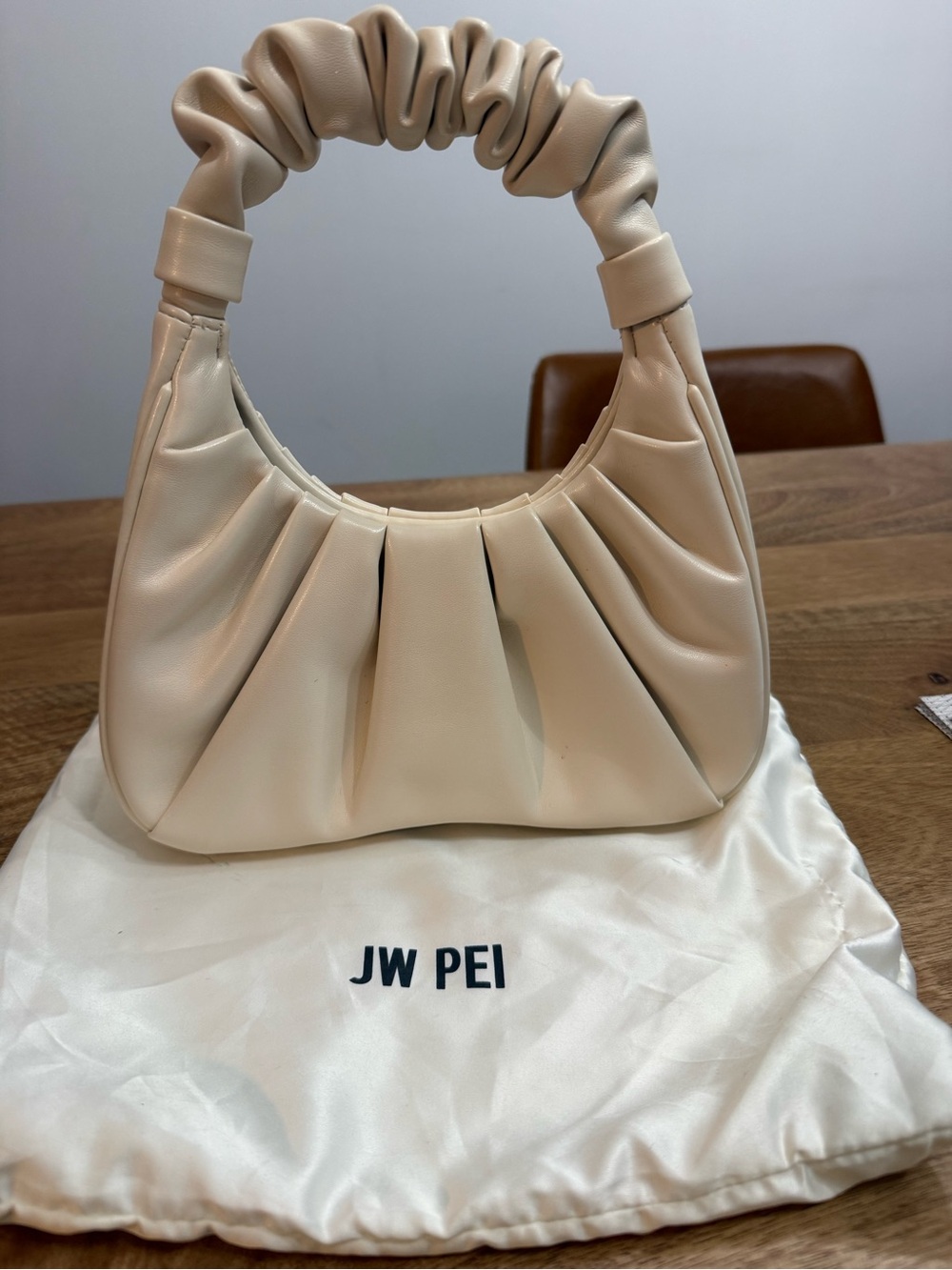 JW PEI Soft Cream Ruched Shoulder Bag